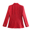 TRAF  Women Blazers 2023 Vintage Button Tweed Jacket Coat Woman Long Sleeve Elegant Blazer Female Outerwear Chic Top