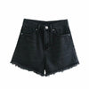 TRAF Women Chic Pockets Frayed Hem Ripped Denim Shorts Vintage High Waist Zipper Fly Female Short Jeans Mujer