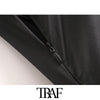 TRAF Women Chic  Side Buttons Slit Cozy Midi Dress Vintage Backless Thin Straps Female Dresses Vestidos Mujer