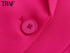 TRAF  Women Clothing Spring Autumn Double Breasted Clamshell Pocket  Pink Blazers  Chic Office Ladies Jacket Coats