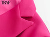 TRAF  Women Clothing Spring Autumn Double Breasted Clamshell Pocket  Pink Blazers  Chic Office Ladies Jacket Coats