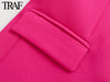 TRAF  Women Clothing Spring Autumn Double Breasted Clamshell Pocket  Pink Blazers  Chic Office Ladies Jacket Coats