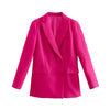 TRAF  Women Clothing Spring Autumn Double Breasted Clamshell Pocket  Pink Blazers  Chic Office Ladies Jacket Coats