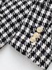TRAF Women Double Breasted Houndstooth Blazer Coat Vintage Long Sleeve Flap Pockets Female Outerwear Chic Vestes