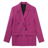 TRAF Women Double Breasted Masculine Blazer Coat Vintage Long Sleeve Flap Pockets Female Outerwear Chic Veste Femme