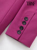 TRAF Women Double Breasted Masculine Blazer Coat Vintage Long Sleeve Flap Pockets Female Outerwear Chic Veste Femme