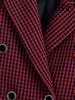 TRAF Women Font Buttons Cropped Houndstooth Blazer Coat Vintage Long Sleeve Female Outerwear Chic Veste Femme