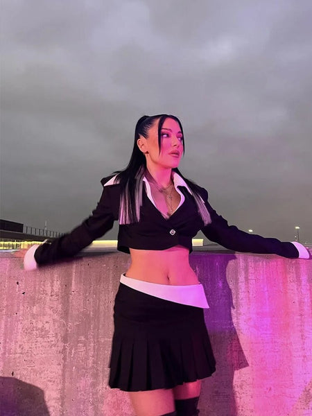 TRAF Women Front Button Welt Pockets Elegant Blazers Vintage Long Sleeve Office Casual Female Outerwear Suit