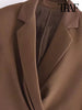 TRAF Women Front Pleat Cropped Blazer Coat Vintage Long Sleeve Snap-button Female Outerwear Chic Veste Femme