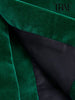 TRAF Women Metal Button Velvet Green Blazer Coat Vintage Long Sleeve Flap Pockets Female Outerwear Chic Veste