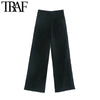 TRAF Women Pockets Frayed Tassel Straight Jeans Vintage High Waist Zipper Fly Denim Female Ankle Trousers Mujer