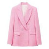 TRAF Women Tweed Double Breasted Blazer Coat Vintage Long Sleeve Flap Pockets Female Outerwear Chic Veste Femme