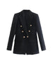 TRAF  Women With Metal Button Tweed Blazer Coat Vintage Long Sleeve Flap Pockets Female Outerwear Chic Veste