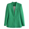 TRAF Women Green Blazer 2023 Concealed Buckle Casual Long Sleeve Elegant Female Blazer Chic Office Female Suit