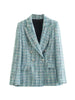 TRAF Women Tweed Blazer Coats 2023 Autumn Winter Elegant Female Office Coat Double Breasted Fitted Long Sleeve Outwear
