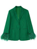 TRAF Women's Blazer Suits Green Feather Blazer Woman 2023 Long Sleeve Blazer Sets Stylish Button Autumn Jacket Blazers Women