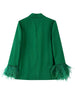 TRAF Women's Blazer Suits Green Feather Blazer Woman 2023 Long Sleeve Blazer Sets Stylish Button Autumn Jacket Blazers Women