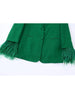 TRAF Women's Blazer Suits Green Feather Blazer Woman 2023 Long Sleeve Blazer Sets Stylish Button Autumn Jacket Blazers Women