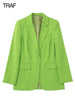 TRAF Women's Green Single Button Blazer Sexy Woman Blazer 2023 Summer Chic Elegant Female Blazer Two Piece Set Outifits