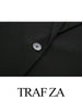 TRAF ZA Office Suit Jacket Office Casual Solid Black Coat Single-breasted On-trend Cuffs With Buttoned Slits Blazer