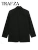 TRAF ZA Office Suit Jacket Office Casual Solid Black Coat Single-breasted On-trend Cuffs With Buttoned Slits Blazer