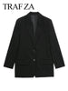 TRAF ZA Office Suit Jacket Office Casual Solid Black Coat Single-breasted On-trend Cuffs With Buttoned Slits Blazer