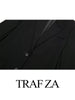 TRAF ZA Office Suit Jacket Office Casual Solid Black Coat Single-breasted On-trend Cuffs With Buttoned Slits Blazer