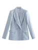 TRAF ZA Girls Department Youth Casual Double Breasted Women Blazer Tricolor Knit Plaid Elegant Commuter Lady Suit Top