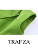 TRAF ZA Green Chic Double Breasted Sleeveless Long Suit Vest Top Premium Belt Waist Slim Singles Women's Clothing New