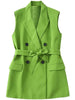TRAF ZA Green Chic Double Breasted Sleeveless Long Suit Vest Top Premium Belt Waist Slim Singles Women's Clothing New