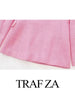 TRAF ZA Elegant Woven Office Commuter Casual Straight Fit Women's Blazer Pink Sweet Double Breasted Ladies Blazer