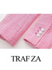 TRAF ZA Elegant Woven Office Commuter Casual Straight Fit Women's Blazer Pink Sweet Double Breasted Ladies Blazer