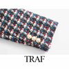 TRAF ZA Suits With Skirt Tweed Plaid Texture Double Breasted Jacket Elegant High Waist Skirt Female Suit Office Lady