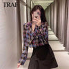 TRAF ZA Women's Office Plaid Lapel Long Sleeve Double Breasted Women's Blazer Autumn Elegant Retro Suit Long Sleeve Suit