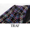 TRAF ZA Women's Office Plaid Lapel Long Sleeve Double Breasted Women's Blazer Autumn Elegant Retro Suit Long Sleeve Suit