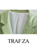 TRAF ZA Women's Vintage Bow Belt Blazer Coat Solid Casual Versatile Long Sleeve Double Breasted Jackets Female Blazers