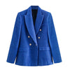 TRAF ZA&ree 2023 Woman Blazer Autumn Textured Double-Breasted Blazer Jacket Casual Long Sleeve Outerwear Suit Coat