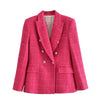 TRAF ZA&ree 2023 Woman Blazer Autumn Textured Double-Breasted Blazer Jacket Casual Long Sleeve Outerwear Suit Coat