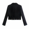 TRAF Za Black Blazer Women Button Cropped Blazer Woman Long Sleeve Short Jacket Autumn 2022 Double Breasted Jacket