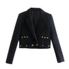 TRAF Za Black Blazer Women Button Cropped Blazer Woman Long Sleeve Short Jacket Autumn 2022 Double Breasted Jacket