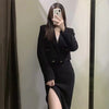 TRAF Za Black Blazer Women Button Cropped Blazer Woman Long Sleeve Short Jacket Autumn 2022 Double Breasted Jacket