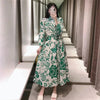 TRAF Za Green Long Dress Women Summer 2022  Print Shirt Dress Woman Belt Button Up Midi Dresses Vintage Casual Dresses