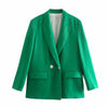 TRAF Za Woman 2022 Women's Suit Blazer Double Breasted Green Blazer Coat Office Lady Long Sleeve Casual Female Outerwear