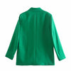 TRAF Za Woman 2022 Women's Suit Blazer Double Breasted Green Blazer Coat Office Lady Long Sleeve Casual Female Outerwear