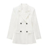 TRAF Zar 2023 White Blazer Women Double Breasted Spring Jacket Woman Contrast Elegant Long Sleeve Jackets Casual Female Blazer