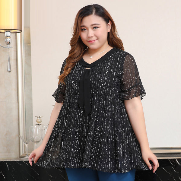 Summer Blouses Fashion Women Ladies Work Wear Shirt Chiffon Blouse 10XL 8XL 6XL Plus Size Chiffon Shirt Clothing YZ01
