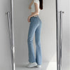 TVVOVVIN Korean Elasticity Split Distressed Jeans Women High Street Casual Washed Denim Bodycon Pants 9WYP