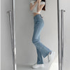 TVVOVVIN Korean Elasticity Split Distressed Jeans Women High Street Casual Washed Denim Bodycon Pants 9WYP