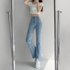TVVOVVIN Korean Elasticity Split Distressed Jeans Women High Street Casual Washed Denim Bodycon Pants 9WYP