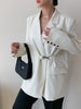 TVVOVVIN Simple Blazers Street Coat Metal Buckle Suit Vertical Loose Casual Suit Autumn Jacket White For Women 2022 O7Y0